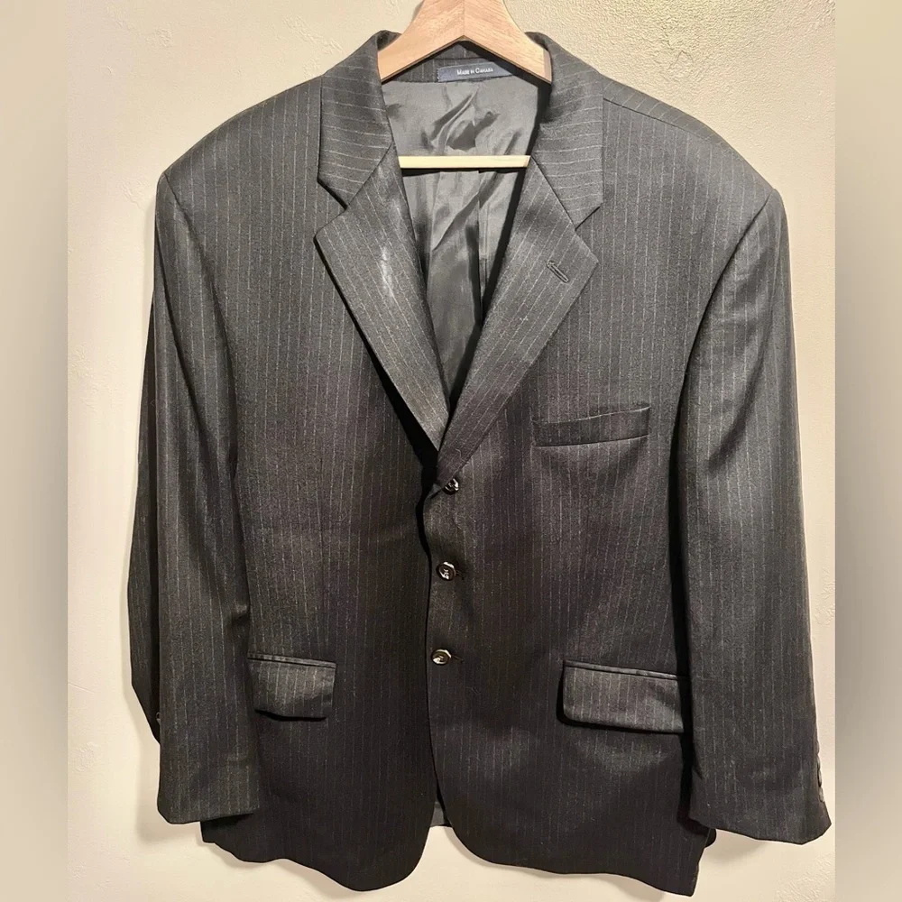 Lauren Ralph Lauren Classic Black Pinstripe Men's Blazer Wool/Cashmere Blend 46S
